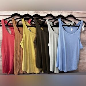 6 solid Old Navy racerback tanks.  All Size XL and NWT.